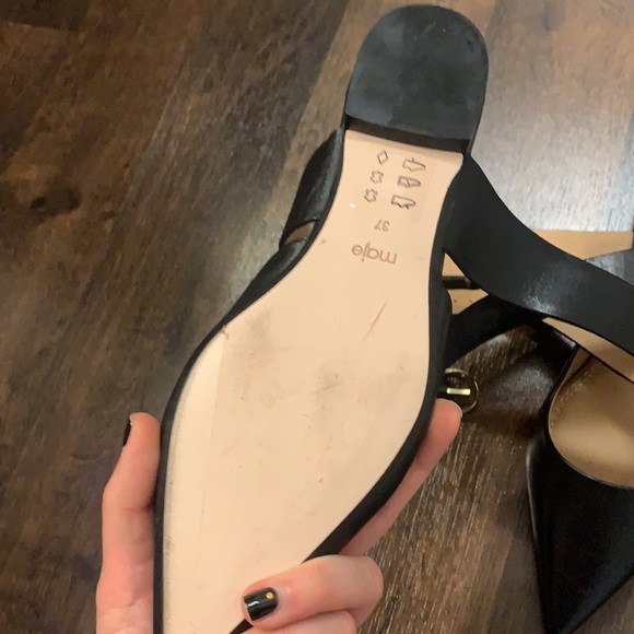 Maje fimea black leather pointed toe mules flats with ankle straps sandals - Picture 5 of 9